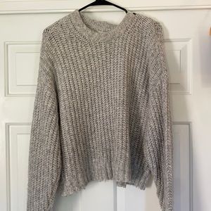 Gray cropped knit sweater